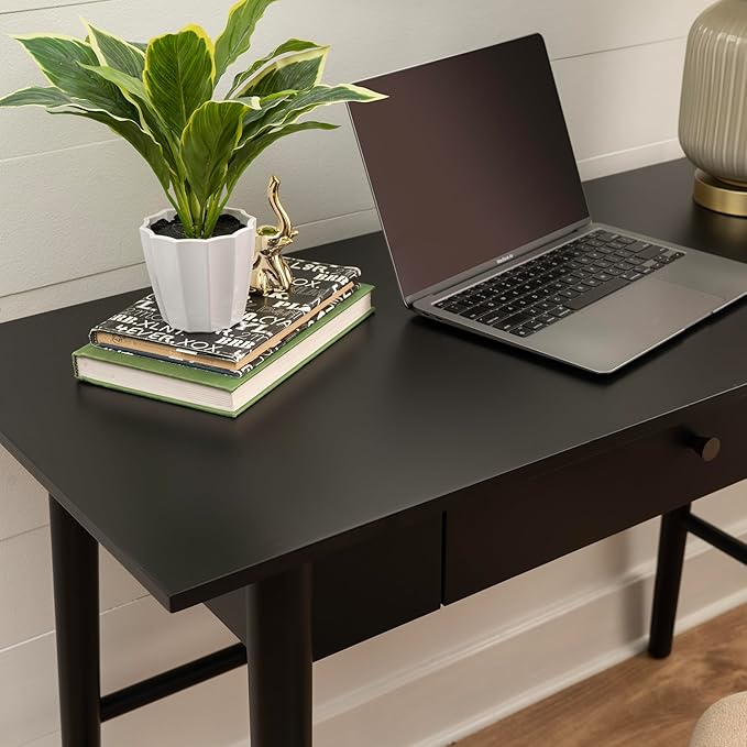 Linon Melissa Black Wooden One Drawer Writing Desk