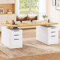SEDETA Electric Standing Desk with 6 Drawers, 55" Adjustable Stand up Desk with Storage, Computer Desks with Power Outlets for Home Office, White + Oak