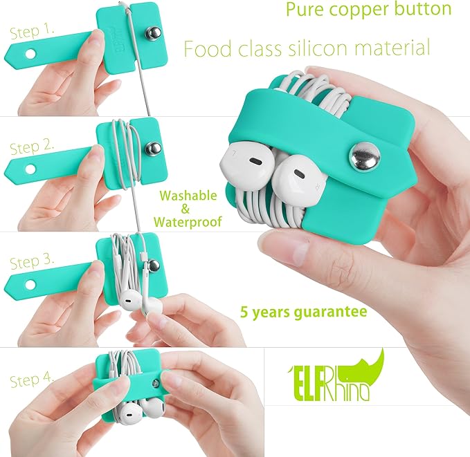 Cord Organizer Earbuds Holder Earphone Wrap Earphones Organizer Headset Headphone Earphone Wrap Winder Cord Manager Cable Winder Blue