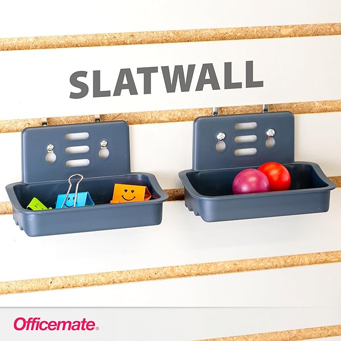 Officemate Utility Tray Organizer, 3 Pack, Pegboard / Slatwall Organizer For Office, Classroom, Workbench, Kitchen, Craft Room, and Garage (29422)