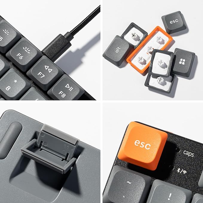 Keychron K1 Max Ultra-Slim QMK/VIA Bluetooth Wireless/USB Wired Custom Mechanical Keyboard, 2.4 GHz Hot Swappable TKL Layout RGB Backlight Ergonomic Keyboard with Low-Profile Gateron Brown Switch