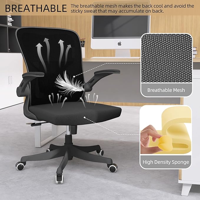 balmstar Ergonomic Office Chair Desk Chair - Mesh Computer Chair with 360° Swivel Wheels, Adjustable 90-130° Recline & Lumbar Support for Home Office, Supports up to 300lbs (07Black)