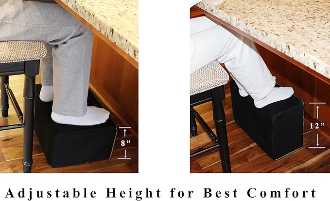 InteVision Extra Large 2-in-1 Footrest for Added Height - Premium Foam Cushion Works Great for Under Desk or bar - Will not Slide on Any Surface (17.5" X 12" x 8")
