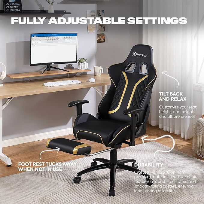 X Rocker PC Computer Gaming Desk Chair with Wheels, College Dorm Room Essentials for Guys and Girls, Adjustable, Ergonomic Office Chair, Gifts for Gamers