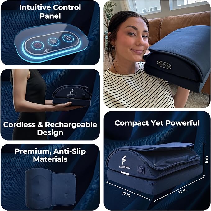 Ergonomic Under Desk Footrest with Massage – Adjustable Posture Support Footrest with Gentle Shiatsu and Vibration for Long Sitting, Office and Work from Home Desk Use – Serenova