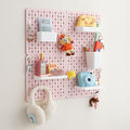 No Drill Pegboard Wall Organizer - HIPS Material Gaming & Office Storage with Accessories, White/Black/Pink Combination for Men Women Space-Saving (Pink)