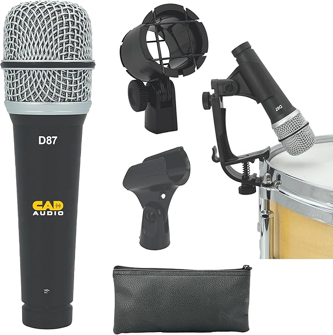 CAD Audio D87 Supercardioid Dynamic Microphone for Drums, Percussion, Acoustic Instruments, Guitar amp – High SPL, Strong Build, for Live and Studio