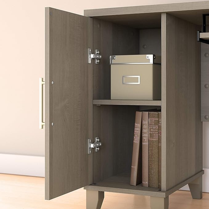 Bush Furniture Somerset 72W L Shaped Desk with Hutch and Lateral File Cabinet in Ash Gray