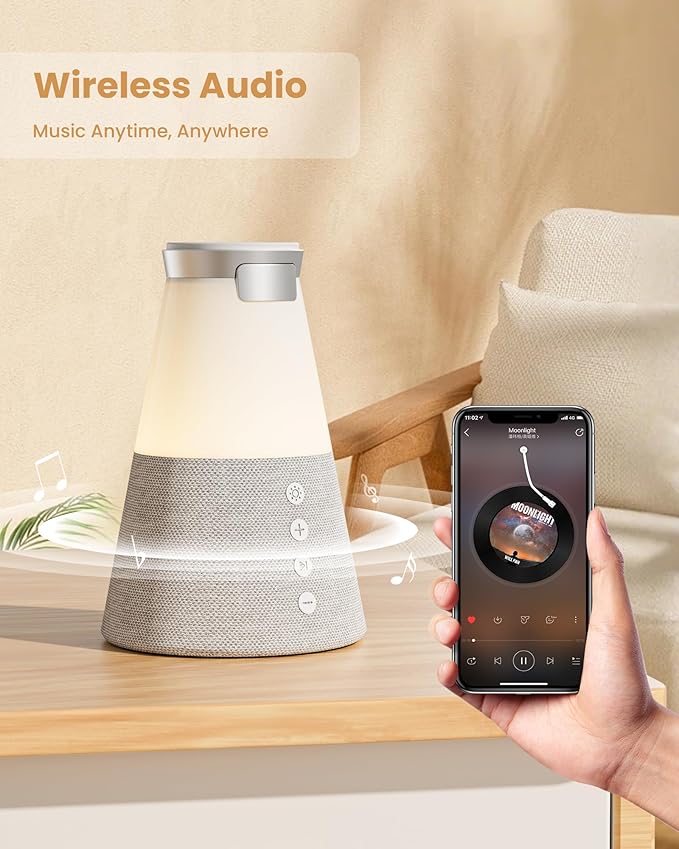 Bluetooth Speaker with Light, 4 in 1 15W Portable Speaker Magnetic Wireless Charger, Portable Bluetooth Speakers with Phone Stand, Men Gifts Dimmable Night Light Speakers, Birthday Gifts for Women