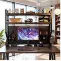 Desktop Hutch Bookshelf,Many Gifts,Metal Desktop Bookcase with pegboard, Desk Shelf, Countertop Storage Organizer Rack for Dorm or Office,Desktop Shelves (Natural+Black, 37.4" Lx9.9 Wx39 H)