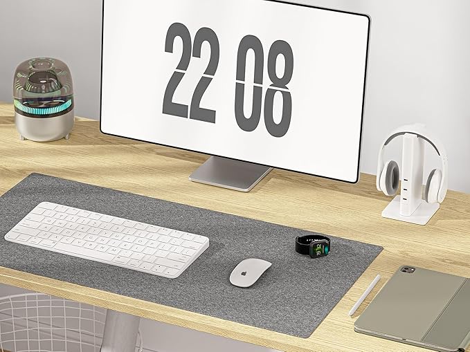 WALKINGDESK 48x24 Inches Height Adjustable Electric Standing Desk with 2 Hooks for Home Office, Ergonomic Sit Stand up Desk with Splice Board, Oak