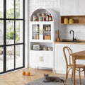 VEXPOR 73" Tall Arched Kitchen Pantry Cabinet with Doors, Metal Arched Hutch Cabinet for Kitchen, Dining Room, Living Room, Assembly Required, White