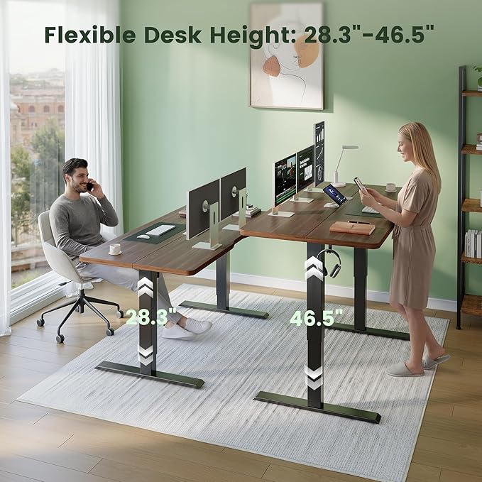 CubiCubi Electric Standing Desk Height Adjustable, 39.4 x 23.6 Inches Home Office Computer Desk, Sit to Stand Up with Memory Presets, Dark Walnut