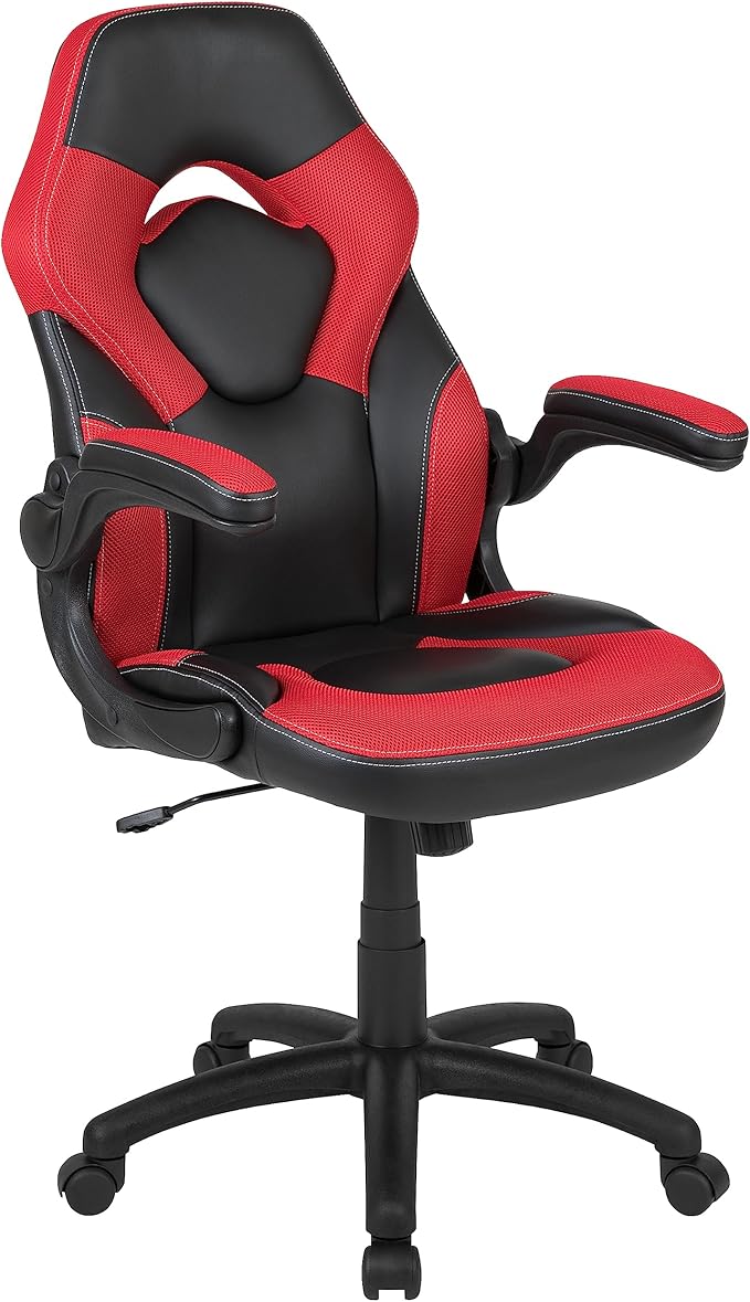 Flash Furniture Red Gaming Desk and Red/Black Racing Chair Set with Cup Holder and Headphone Hook