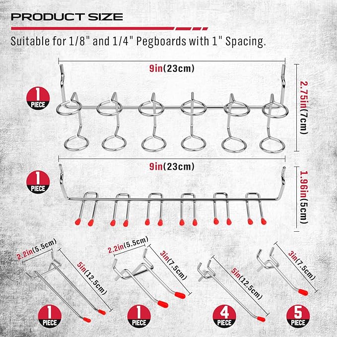 Ultimate 121-Piece Pegboard Hooks Set, Pegboard Accessories with Metal Hooks, Durable Peg Board Organizer Accessories, Pegboard Bins, Peg Board Tool Utility Hooks