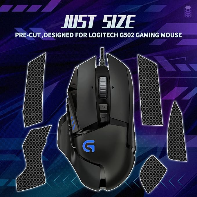 TALONGAMES Mouse Anti Slip Grip Tape Compatible with Logitech G502 Wired / G502 Wireless Gaming Mouse, Palm Sweat Absorption, Thin 0.5mm, Cut to Fit, Easy to Apply, Mouse Skin