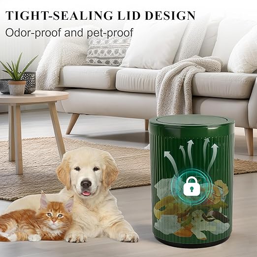 JiatuA Small Bathroom Trash Can with Lid, 2.1 Gallon Garbage Can with Pop-Up Lid Trash Bin Round Wastebasket for Kitchen Bedroom Office Living Room Toilet College Dorm, Green