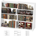 Armocity Expandable Bookshelf, Short Corner Bookshelf for Small Spaces, Small Ladder Book Shelf, Extendable Wood Narrow Bookcase for Living Room, Bedroom, 5 Tier, White