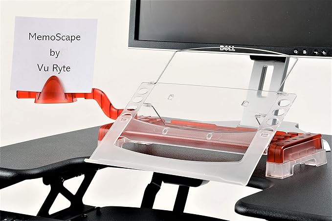 MemoScape Adjustable in-Line Document Holder for Typing | Reduces Neck Strain, Improves Focus, Boosts Desk Organization, and Workflow | Paper Holder Stand for Desk and Home Office - Red (VUR 3060)