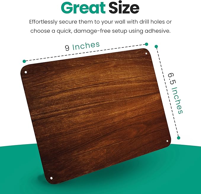 9 inches x 6.5 inches Stainless Steel Plate for Magnets, 3M Adhesive Back, Mounting Screws, Ideal for Magnetic Shelf, Spice Holders, Colorful Magnets as a Gift. Mount Anywhere! (Timber, 1 Pack)