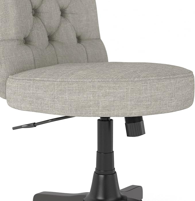 Bush Home Key West 48W Writing Desk with Mid Back Tufted Office Chair in Pure White Oak