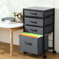 Chunful 4 Drawer Rolling File Cabinet Mobile Printer Stand Metal Cart with Fabric Vertical Filing Chest Wheels A4 Letter Size Under Desk Utility Craft Storage Organizer for Home Office School(Grey)