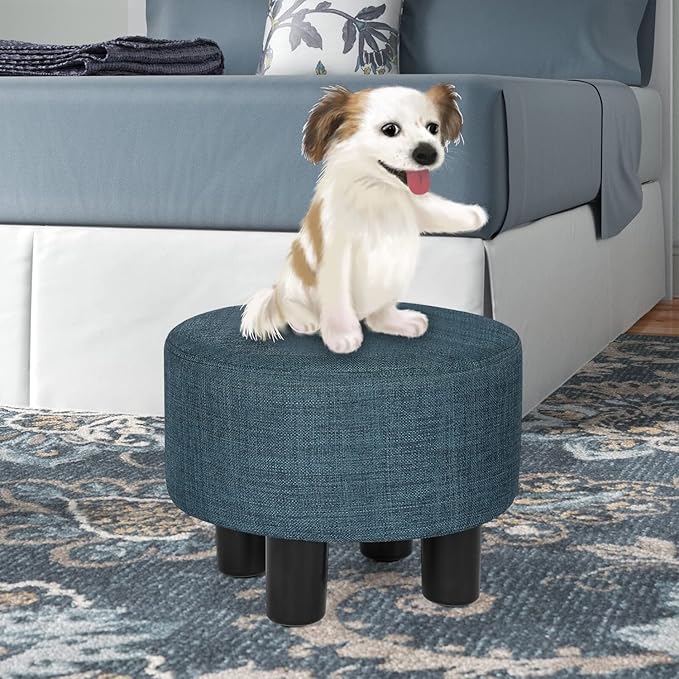 Joveco 12.4" Foot Rest for Under Desk Round Ottoman Stool for Home and Office (Blue)