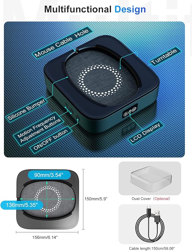 EAXBUX Mechanical Mouse Jiggler,Undetectable Mouse Mover Jiggler Device with Interval Timer Adiustable,LED Display and Random Movement,Gift for Man Keeping PC/Laptop Active to lmprove Work Efficiency