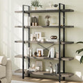 OtterOasis Heavy Duty 5-Tier Industrial Bookcase, 47" Wide Wood Bookshelf for Home Office, 120lbs Shelf Capacity, Rustic Shelving Display with Reinforced Horizontal Shelf for Living Room Bedroom,Grey