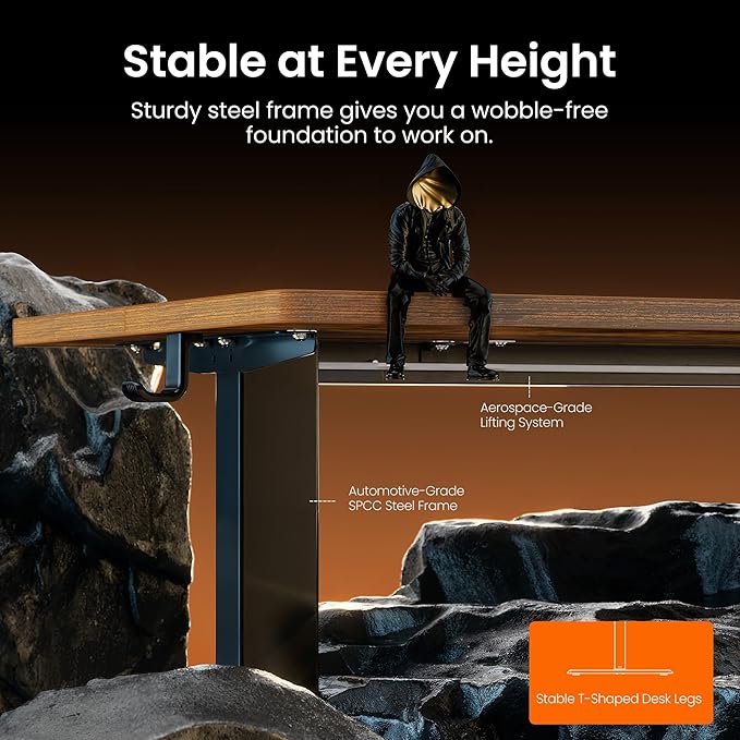 ErGear Height Adjustable Electric Standing Desk, 32 x 19 Inches Sit Stand up Desk, Memory Computer Home Office Desk, Vintage Brown