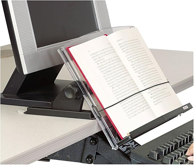 3M in-Line Adjustable Desktop Copyholder Plastic 150 Sheet Capacity Black/Clear MMMDH630