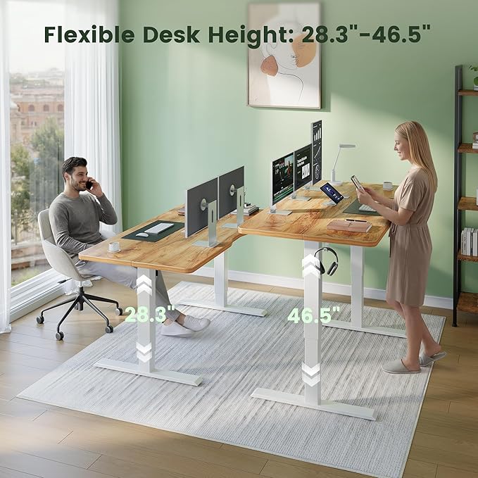 CubiCubi Electric Standing Desk Height Adjustable, 55.1 x 27.6 Inches Home Office Computer Desk, Sit to Stand Up with Memory Presets, Natural