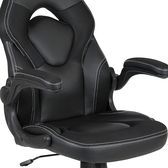 Flash Furniture Black Gaming Desk and Black Racing Chair Set with Cup Holder, Headphone Hook, and Monitor/Smartphone Stand