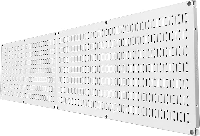 Pegboard Rack Wall Control Home & Garage Tool Storage & Organization White Metal Pegboard Pack - Two 32-Inch x 16-Inch White Steel Peg Board Panels