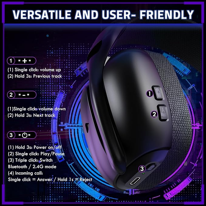 MAMBASNAKE × Attack Shark L80PRO Wireless Gaming Headset,Lightweight Over-Ear Headphones with Dual Mic, 2.4G/BT/Wired,Surround Sound,Low Latency,Noise Cancelling for PC,PS5,Laptop,Smartphone – Black