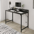 Realspace® Rezio 47" Computer Desk with Hutch and Integrated Power, Black, BIFMA Compliant