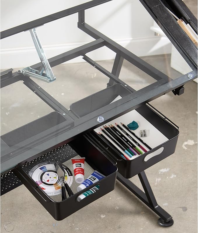 Artist's Loft Artist Table - Glass-Top Table for Drafting, Drawing, Sketching, Painting, and Arts & Crafts - 1 Pack