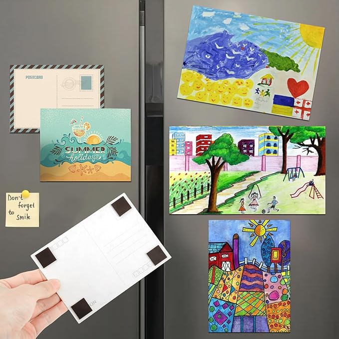 Magnetic Squares with Adhesive Backing(144PCS Each 3/4" x 3/4"),Self Sticky Pre-Cut Magnet Tape Strip for Classroom Decor,Family Activities,Peel and Stick for Cards/Picture/Poster (80mil Magnet)