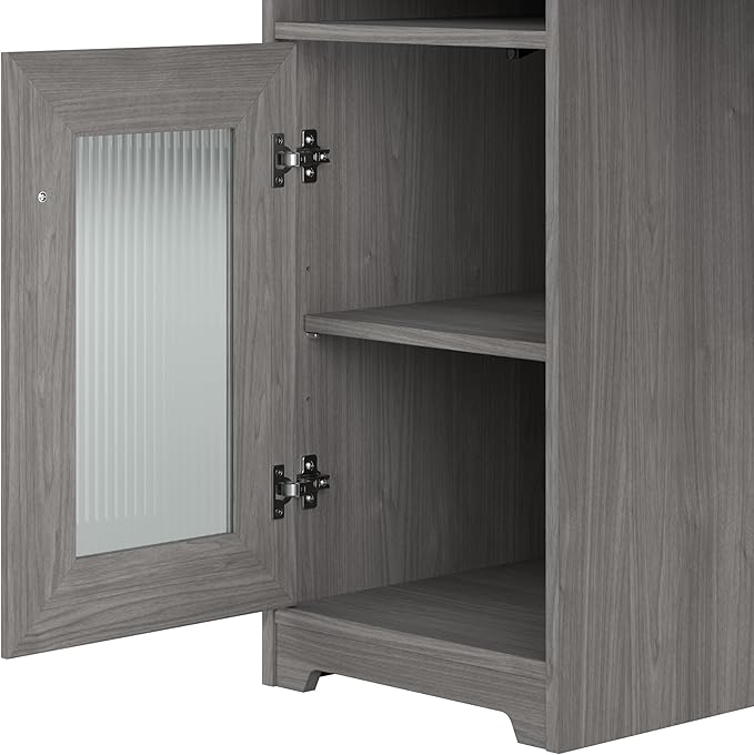 Bush Home Cabot L Shaped Desk with Hutch, Corner Desk with Storage for Home Office in Modern Gray, 60W L Shaped Computer Desk