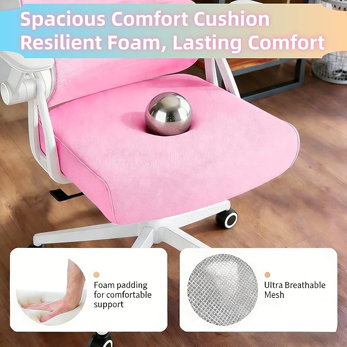 Ergonomic Office Chair - 350LB Comfy Desk Chairs with Adjustable Headrest and Lumbar Back Support, Mesh Computer Chairs with Wheels and Arms for Home Office, Study