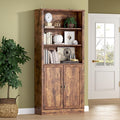 BORNOON 70.1" Tall Bookshelf with Cabinet, 5-Tier Floor Standing Bookcase with Doors & Adjustable Shelves, 31.5" Wide Storage Shelf, Metal Handles, Modern Organizer for Home Office, Living Room