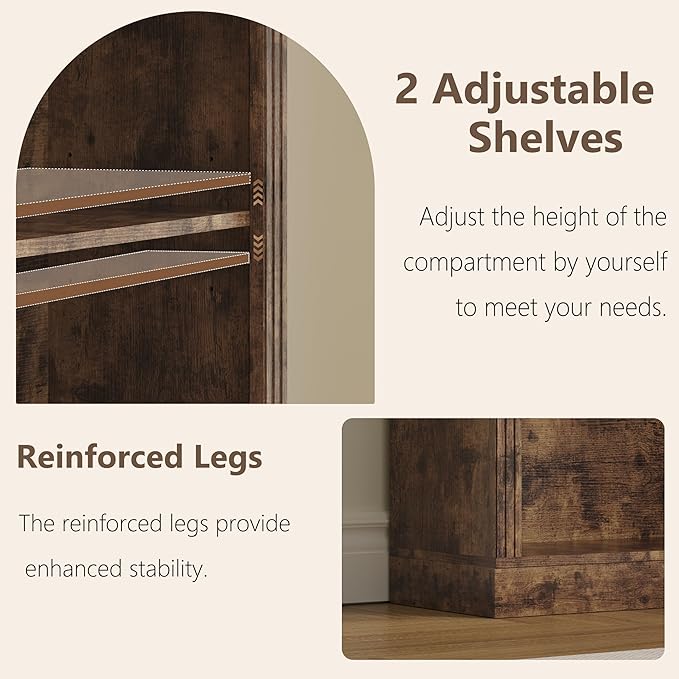 Wodeer Tall Bookshelf, 6-Tier Bookcase with 2 Adjustable Shelves, Modern Farmhouse Storage for Living Room, Entryway, Office, 23.6" W x 74.8" H x 10.6" D, Brown
