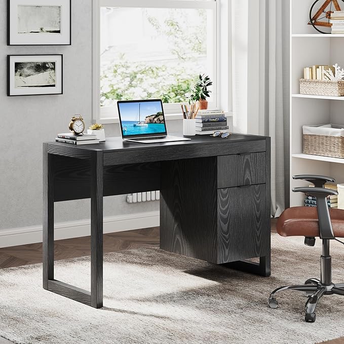 Giantex Computer Desk with Drawer & Storage Cabinet, Wooden Home Office Desk, Modern Executive Laptop PC Table Computer Workstation, Study Writing Desk for Home Office, Bedroom, Living Room