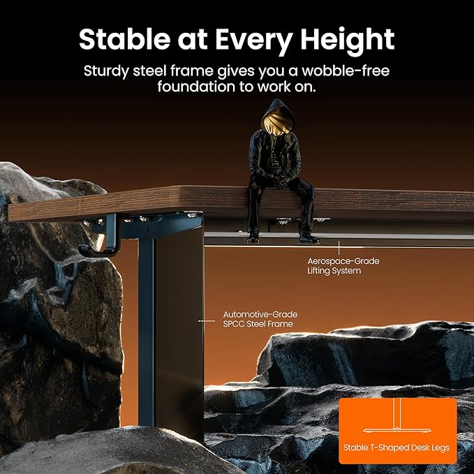 ErGear Height Adjustable Electric Standing Desk, 71 x 30 Inches Sit Stand up Desk, Memory Computer Home Office Desk, Dark Walnut