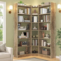Semoic 70.8" Tall Corner Bookshelf, 7 Tiers Large Etagere Bookcases with Baffles, L-Shaped Modern Storage Display Rack Industrial Bookshelves for Bedroom, Home Office, Living Room & Kitchen, Brown