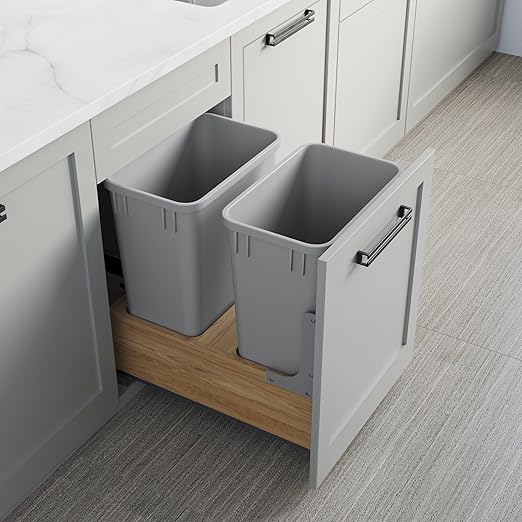 Dowell 35Qt Wastebasket Trash Container, 9Gal, Plastic, Stackable, for Kitchen/Bathroom/Office, Fits Under Sink/Desk - Grey (1, 35 QT)
