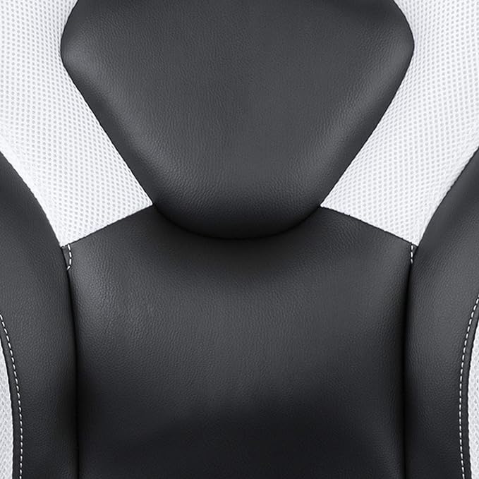 Flash Furniture Optis Black Gaming Desk and White/Black Racing Chair Set with Cup Holder, Headphone Hook & 2 Wire Management Holes