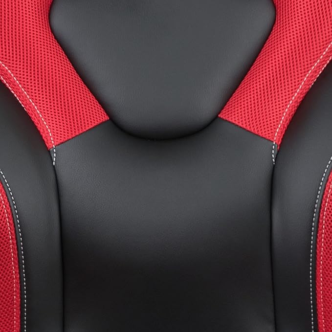 Flash Furniture Gaming Desk and Red/Black Racing Chair Set/Cup Holder/Headphone Hook/Removable Mouse Pad Top - 2 Wire Management Holes