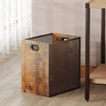 Huxitocan Retro Office Trash Can, Iron and Wood Combination Bedroom Garbage Can, Rectangular Design Wastebasket with Handle, Industrial Style Trash Can for Home Office, 4.5 Gallon (Patent Pending)