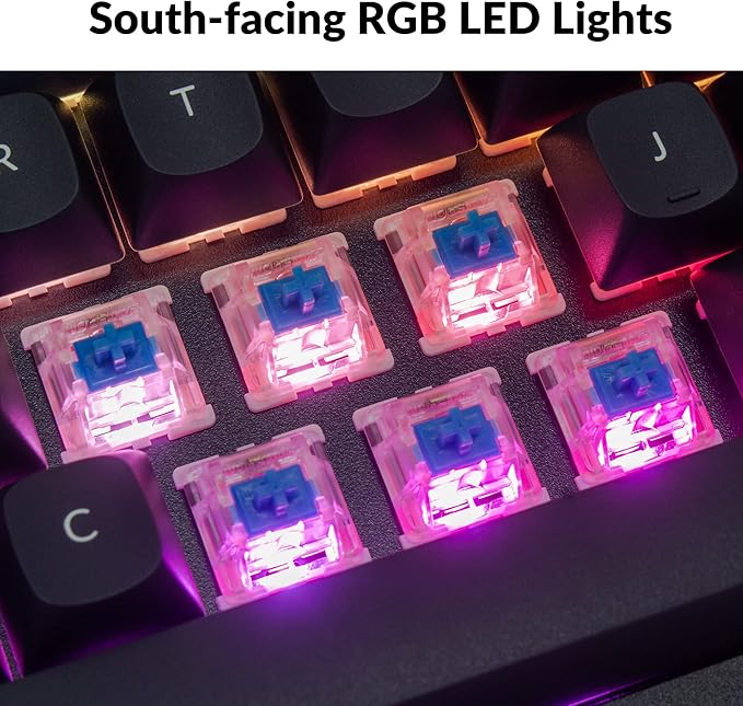 Keychron Q7 Wired Custom Mechanical Keyboard, 70% Layout QMK/VIA Programmable Macro with Hot-swappable Gateron G Pro Blue Switch Double Gasket Compatible with Mac Windows Linux (Black)